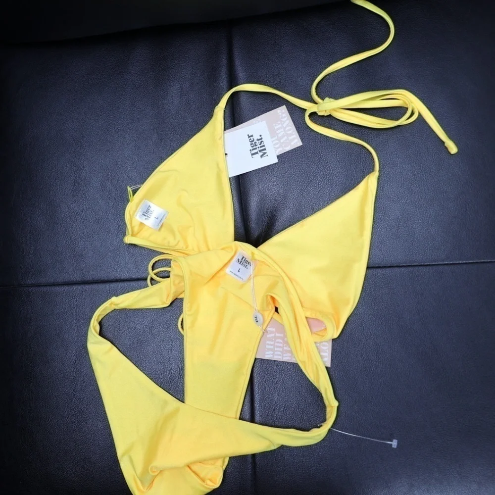 🅽🅴🆆 Tiger Mist Seylena yellow bikini top & bikini bottom, size Large
